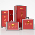 Red Voting Boxes Public Facility With Various Sizes And Yellow Voting Icon 3d model