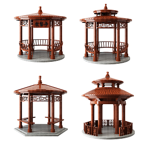 New Chinese Style Gazebo Scenic Gazebo 3d model