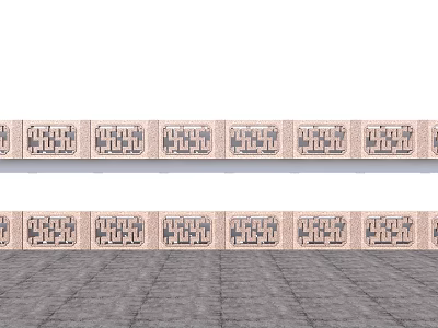 Chinese-style carved marble balustrade 3d model