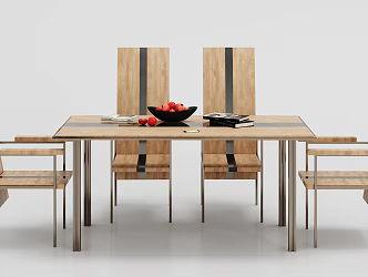 Modern Dining Table and Chair Combination Solid Wood Dining Table and Chair Combination 3d model