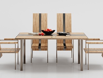 Modern Dining Table and Chair Combination Solid Wood Dining Table and Chair Combination 3d model