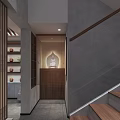 Traditional Teahouse Interior With Wooden Ceiling Tables Chairs And Tea Sets On Shelves