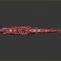 Red Naval Water Transport Vessel With Detailed Deck Equipment And Metallic Design