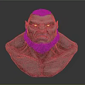 3D Creature Character Muscular Bust With Angry Expression Short Hair And Beard 3d model