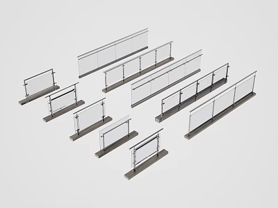 Modern Glass Railings With Sleek Designs For Balcony And Staircase Applications 3d model