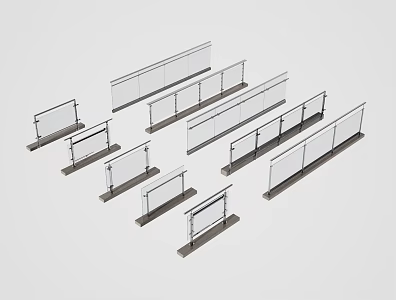 Modern Railing Glass Fence Glass Railing Glass Guardrail Railing Fence 3d model