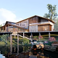 Modern Mountain Cabin With Wooden Structure Large Windows And Scenic Outdoor Terrace Surrounded By Greenery