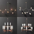 Modern Unique Chandelier Design With Metal Frame And Glass Elements 3d model