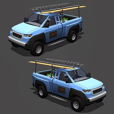 Modern Pickup Cartoon Pickup Truck 3d model