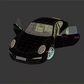 Black Luxury Sports Car With Open Doors And Beige Interior Design