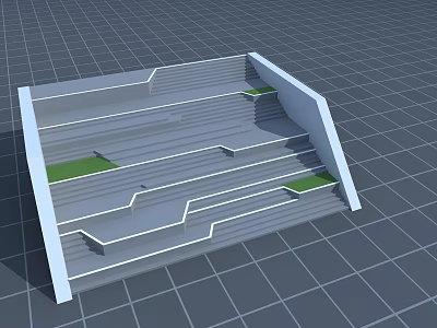 Multi step Staircase Design Model With White Structure And Green Accents On Grid Background 3d model
