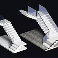Modern Stairs Design With Glass Railings White Steps And Minimalist Structure