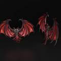 Decorative Ornament Set With Red And Black Mythical Wings Intricate Design