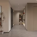Modern Open Concept Living Dining Room With Beige Sofa Coffee Table Plant And Display Cabinet