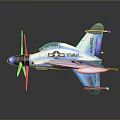 Aerospace Model Aircraft With Blue White Paint US Navy Logo Star Emblem And Propeller Design