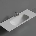 Modern White Washbasin with Black Faucet on Rectangular Minimalist Countertop