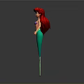 Little Mermaid Character With Red Hair Purple Top And Green Tail On Gray Background