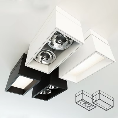 Stylish Modern Downlights and Spotlights in Black and White for Interior Lighting 3d model