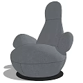 Modern Gray Single Sofa With Curved Backrest Armrest And Black Base 3d model