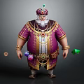 Luxurious Royal Character With Ornate Purple Robe Jeweled Accessories And Floating Gemstones