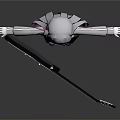Anime Girl Grey Hair Pink Tips White Hoodie Grey Skirt Black Electric Guitar Arms Open