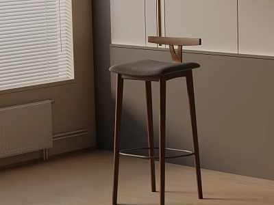 Stylish Modern Kitchen Bar Stool With Wooden Legs And Comfortable Upholstered Seat 3d model