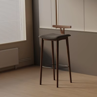 Stylish Modern Kitchen Bar Stool With Wooden Legs And Comfortable Upholstered Seat 3d model