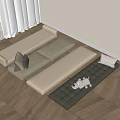 Various Colored Tatami Mats On Wooden Floor With Cushions And Stuffed Toy