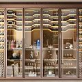 Luxury Modern Wine Cabinet With Glass Doors Interior Lighting And Wine Bottle