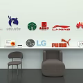 Modern Brand Logos Wall Display with Famous Brands Like HUAWEI BMW and PUMA