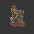 Gray Sculptural Decorative Artwork With Intricate Textured Surface And Base