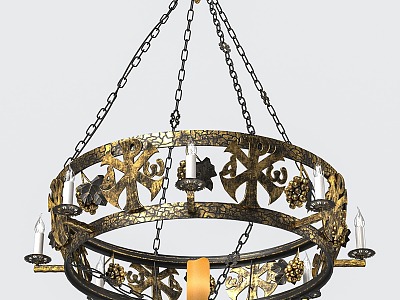 Bronze Chandelier Metal Chandelier Balcony Study Room Atmospheric Round Dining Room Living Room Hotel Retro Light Luxury Designer Nordic Bedroom Bar Personality 3d model