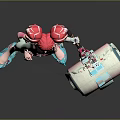 Futuristic Pink Haired Character With Colorful Creature And Roller Equipment