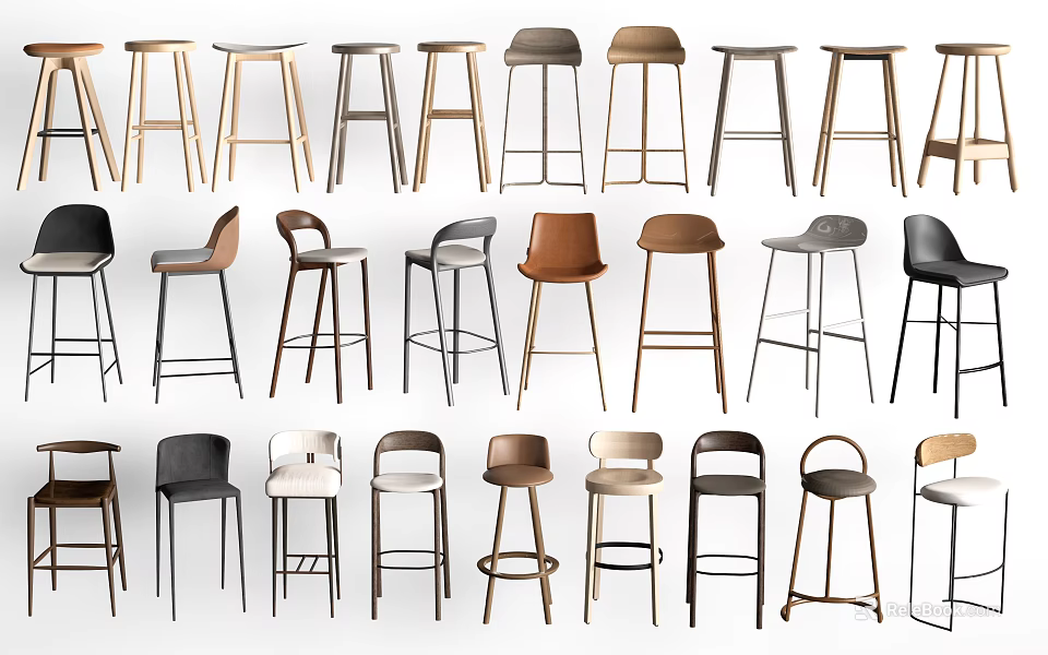 Various Modern And Classic Design Stools For Stylish Home Interior Decor 3d model