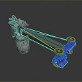 Mechanical Weapon Design With Silver Component Brown Long Rod Blue Parts And Yellow Wheels