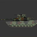 Detailed Modern Military Tank With Camouflage Paint Tracks Turret And Cannon