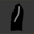 Black Jacket With Stand Up Collar White Sleeve Stripes Chest Logo And Zipper Closure