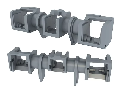Gray Metal Automotive Mechanical Parts With Multiple Connectors And Holes 3d model