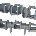 Gray Metal Automotive Mechanical Parts With Multiple Connectors And Holes