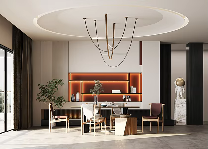 Modern Restaurant Tea Room 3d model