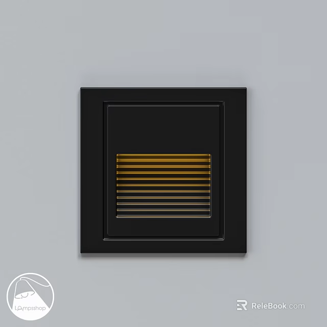 Black Square Outdoor Light With Yellow Brown Stripes And Modern Design 3d model 
