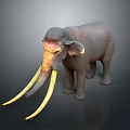 3D Rendered Mammoth Model With Long Curved Tusks And Realistic Ancient Creature Design