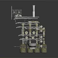 Industrial Platform Structure With Multi Level Platforms Metal Pipes Towers And Storage Vessels