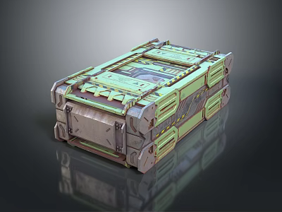 Household Storage Box With Metal Green Structured Design And Textured Surface 3d model