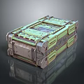Household Storage Box With Metal Green Structured Design And Textured Surface