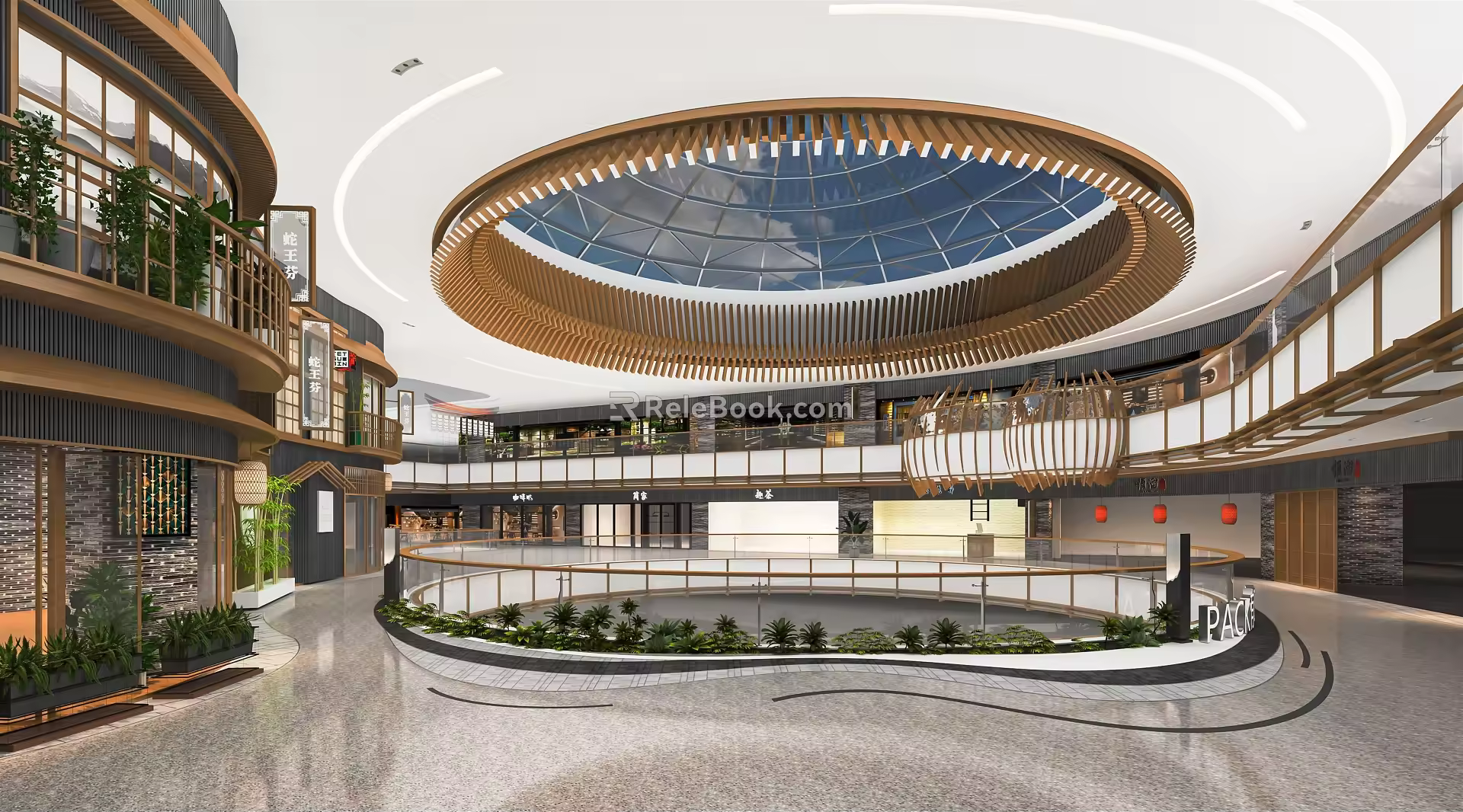 Modern Atrium Mall Atrium 2nd Floor Atrium Mall Hall Shopping Center Escalator Sightseeing Elevator 3d model