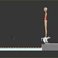 3D Model Diving Platform Scene With Swimming Pool Red Swimsuit Figure And Colorful Lane Dividers