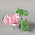 Art Installation Centered On Pink Lotus Flower With Surrounding Green Lotus Leaves