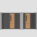 Modern Minimalist Courtyard Entry Door 3d model