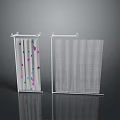 White Framed Decorative Screens With Colorful Patterns And Grid Transparent Panel